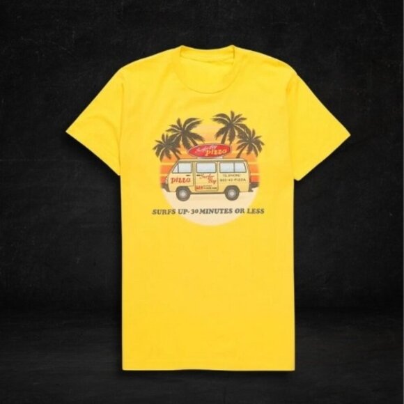 Stranger Things Surfer Boy Pizza Yellow Tee - Medium - Picture 9 of 9